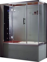 Grande Home WS110 vľavo, Parný sprchový box s hydromasážnou vaňou 165 x 85 x 224 cm,  rohová