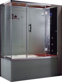 Grande Home WS110 vpravo, Parný sprchový box s hydromasážnou vaňou 165 x 85 x 224 cm,  rohová