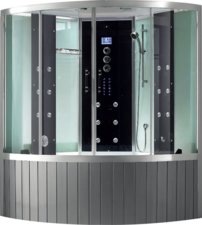 Grande Home WS111 Parný sprchový box s hydromasážnou vaňou 150 x 150 x 218 cm,  rohová