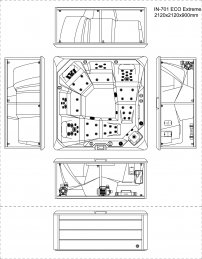 AWT IN-701 Extreme Plná výbava 212x212 sivá, 5 osôb, 2 ležadlo Sterling Silver