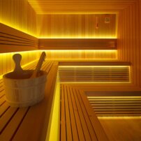 AWT THE CUBE X7-R Hemlock exteriérová sauna, 300x235 12kW EOS Cubo