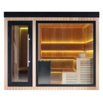 AWT THE CUBE X6 Hemlock exteriérová sauna  s predsieňou, 300x235 12kW EOS Cubo