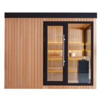 AWT THE CUBE X7-R PRO Hemlock exteriérová sauna s pergolou 300x635 12kW EOS BIO Cubo