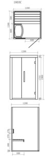 Sauna AWT E1803C, 120x120, borovica, 6Kw Harvia Vega