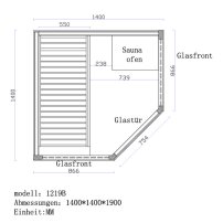 Sauna AWT B1219B topoľ, 140x140,  9kW EOS BiO-Thermat