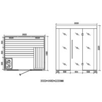 Sauna AWT E1205C-IR, 202x168,  Topoľ/Osika, Harvia 9kW Vitra