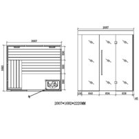 Sauna AWT E1205C-IR, 201x168,  Topoľ/Osika, Harvia 9kW Vitra