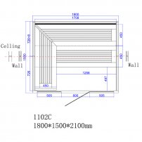 Sauna AWT B1102C Hemlock 180x150, 9 kW  TheWall Bi-O