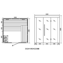 Sauna AWT E1205B-IR, 202x198,  Topoľ/Osika, Harvia 9kW Cilindro