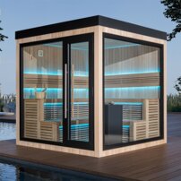 AWT THE CUBE X5-R Hemlock, EOS Cubo 9KW exteriérová sauna 235x235
