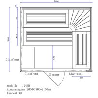 Sauna AWT B1246B topoľ 200x180,  9 kW EOS BiO-Max