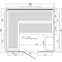 Sauna AWT B1812B, 200x180, Borovica, 9kW Santiotec Viking Bi-O
