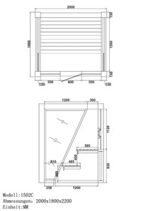 Sauna AWT E1502C, 200x180, Céder, 9kW EOS Cubo