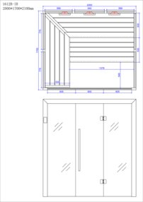 AWT infrasauna E1612B-IR Hemlock 200x170, 9kW Cilindro