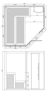 Sauna AWT E1806A, 220x220, borovica, Harvia  9 kw Wega