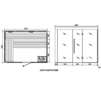 Sauna AWT E1205C-IR, 201x168,  Topoľ/Osika, Harvia 9kW Vitra