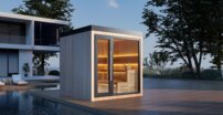 AWT THE CUBE X4 Hemlock, EOS Cubo 9KW exteriérová sauna 235x235
