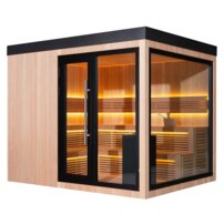 AWT THE CUBE X7-R PRO Hemlock exteriérová sauna s pergolou 300x635 12kW EOS BIO Cubo