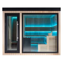 AWT THE CUBE X6 Hemlock exteriérová sauna  s predsieňou, 300x235 12kW EOS Cubo