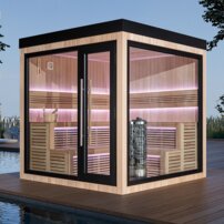 AWT THE CUBE X5-R Hemlock, EOS Cubo 9KW exteriérová sauna 235x235