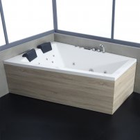 AWT GE105E 180x130 hydromasážna vaňa, vpravo, drevený obklad