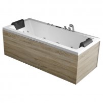 AWT GE108-2E 170x80 hydromasážna vaňa vpravo, drevený obklad