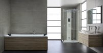 AWT GE108-2E 170x80 hydromasážna vaňa vpravo, drevený obklad