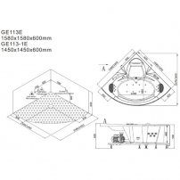 AWT GE113E 158x158, hydromasážna vaňa