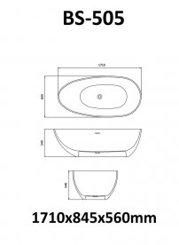 Stoneart BS-505 171x85 voľne stojaca vaňa čierna/biela