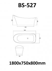 Stoneart BS-527 180x75 voľne stojaca vaňa biela matná