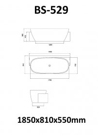 Stoneart BS-529 185x81 voľne stojaca vaňa biela lesklá