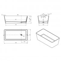 Stoneart BS-551 170x80 voľne stojaca vaňa čierna