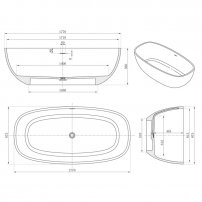 Stoneart BS-551 177x88 voľne stojaca vaňa biela matná