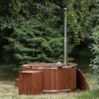 Okruhla kúpacia kaďa z nehrdzavejúcej ocele, integrovaná pec  220×100