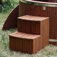 Okruhla kúpacia kaďa z nehrdzavejúcej ocele, integrovaná pec  220×100