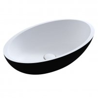 Stoneart umývadlo LC153 minerálny kompozit 60x33cm čierna/biela