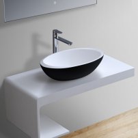 Stoneart umývadlo LC153 minerálny kompozit 60x33cm čierna/biela