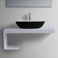 Stoneart umývadlo LC153 minerálny kompozit 60x33cm čierna/biela