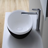 Stoneart umývadlo LC153 minerálny kompozit 60x33cm čierna/biela