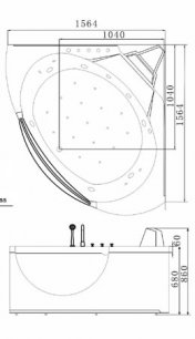 Wellgems U272 hydromasážna vaňa 1560x1560x860 mm