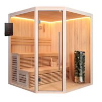 Sauna AWT E1801B, 160x160, borovica, Harvia 6,8Kw Cilindro