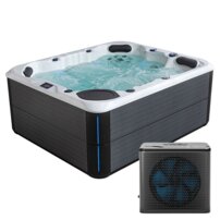 AWT outdoor hot tub IN-804 extreme Sterling Silver 220x186 gray, with heat pump