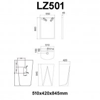 Stoneart LZ501 voľne stojace umývadlo 51x43cm