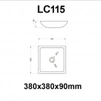 Stoneart umývadlo LC115 minerálny kompozit 38x38cm čierna matná