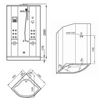 AWT DZ962F8 parný sprchový box polkruh, 120x120x226 Biela