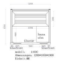 Sauna B1103C Hemlock, 120x105 4.5kW TheWall Bi-O