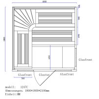 Sauna AWT B1247B topoľ 200x180,  9 kW EOS BiO-Max