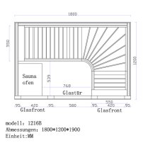 Sauna AWT B1216B, 180x120, topoľ  9 kW EOS BiO-Thermat
