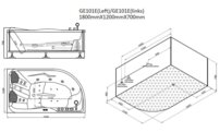 AWT GE101TSL 180x120 vľavo, hydromasážna vaňa