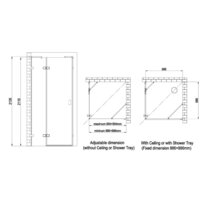 AWT sprchový kút LAS0900-B čierny 90x90 vľavo